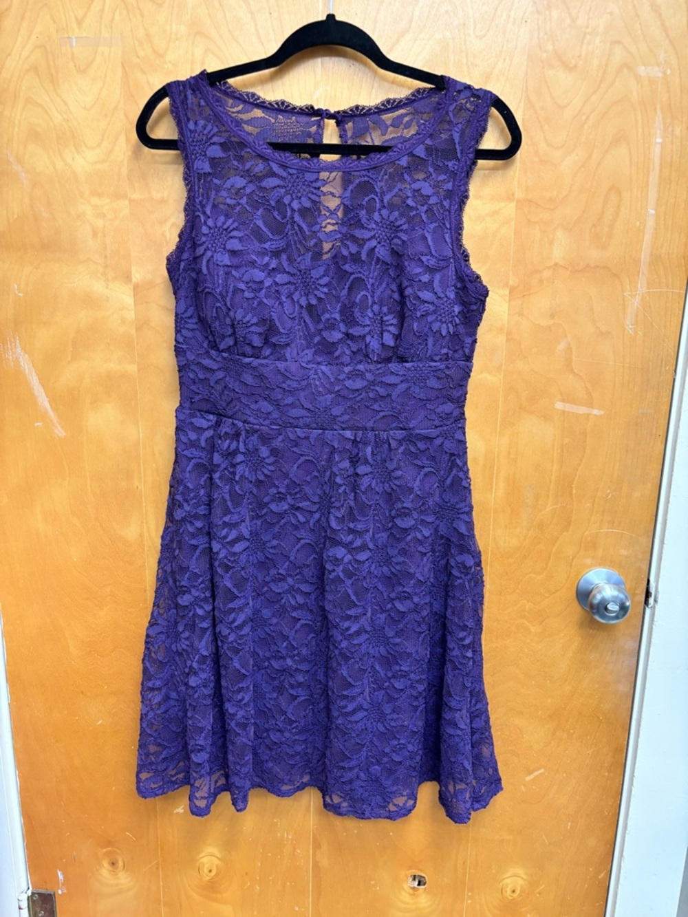 dressbarn Purple Floral Lace Midi Dress